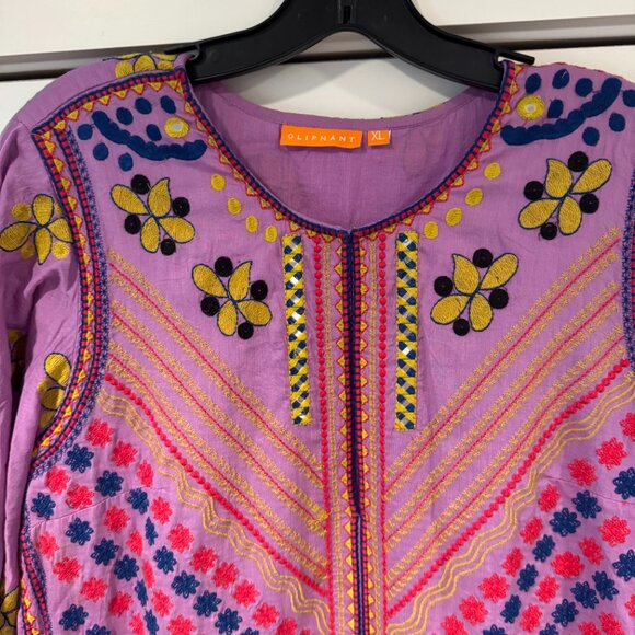 Oliphant Purple Dress with Embroidered Flowers - Picture 9 of 11